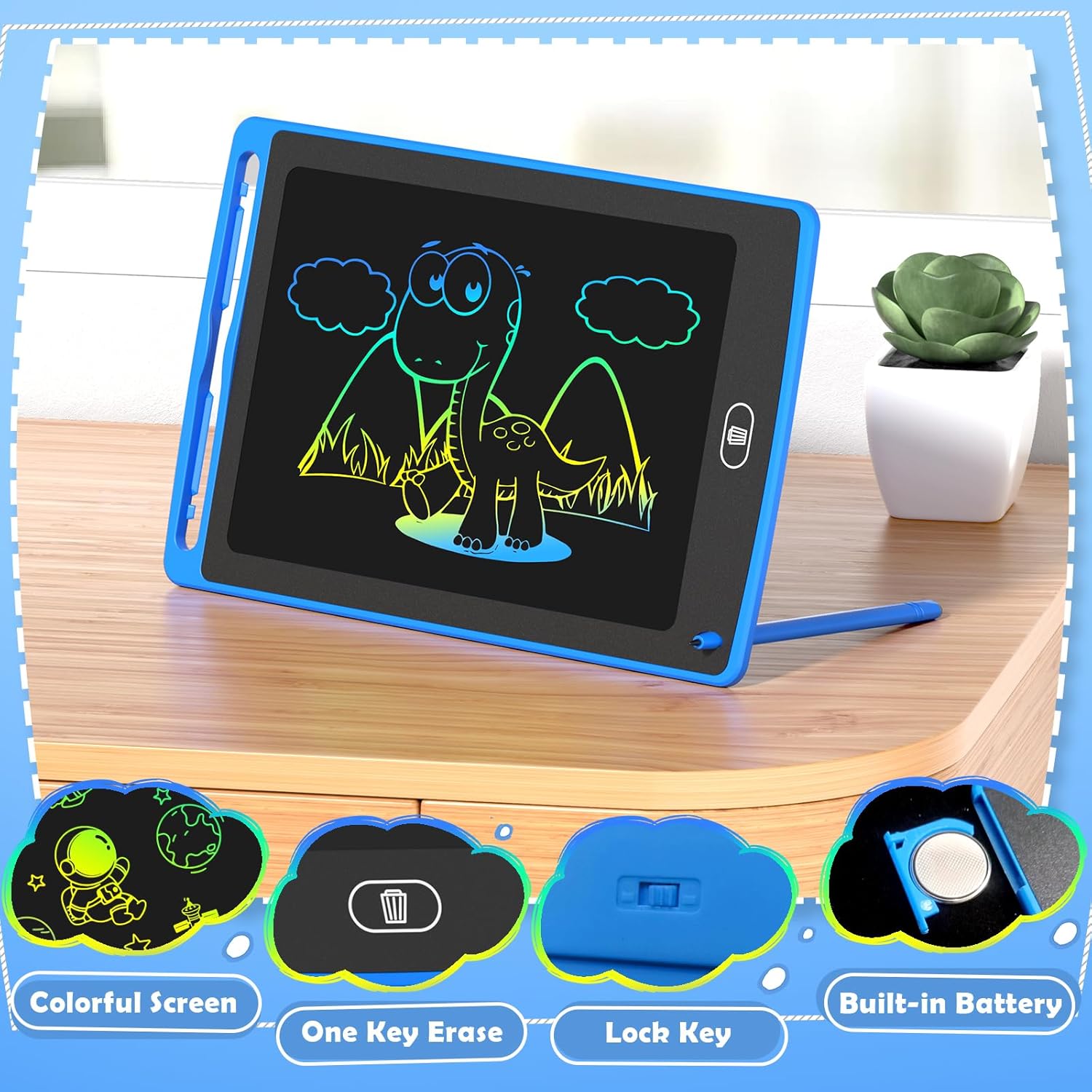 LCD multicolored writing and drawing tablet